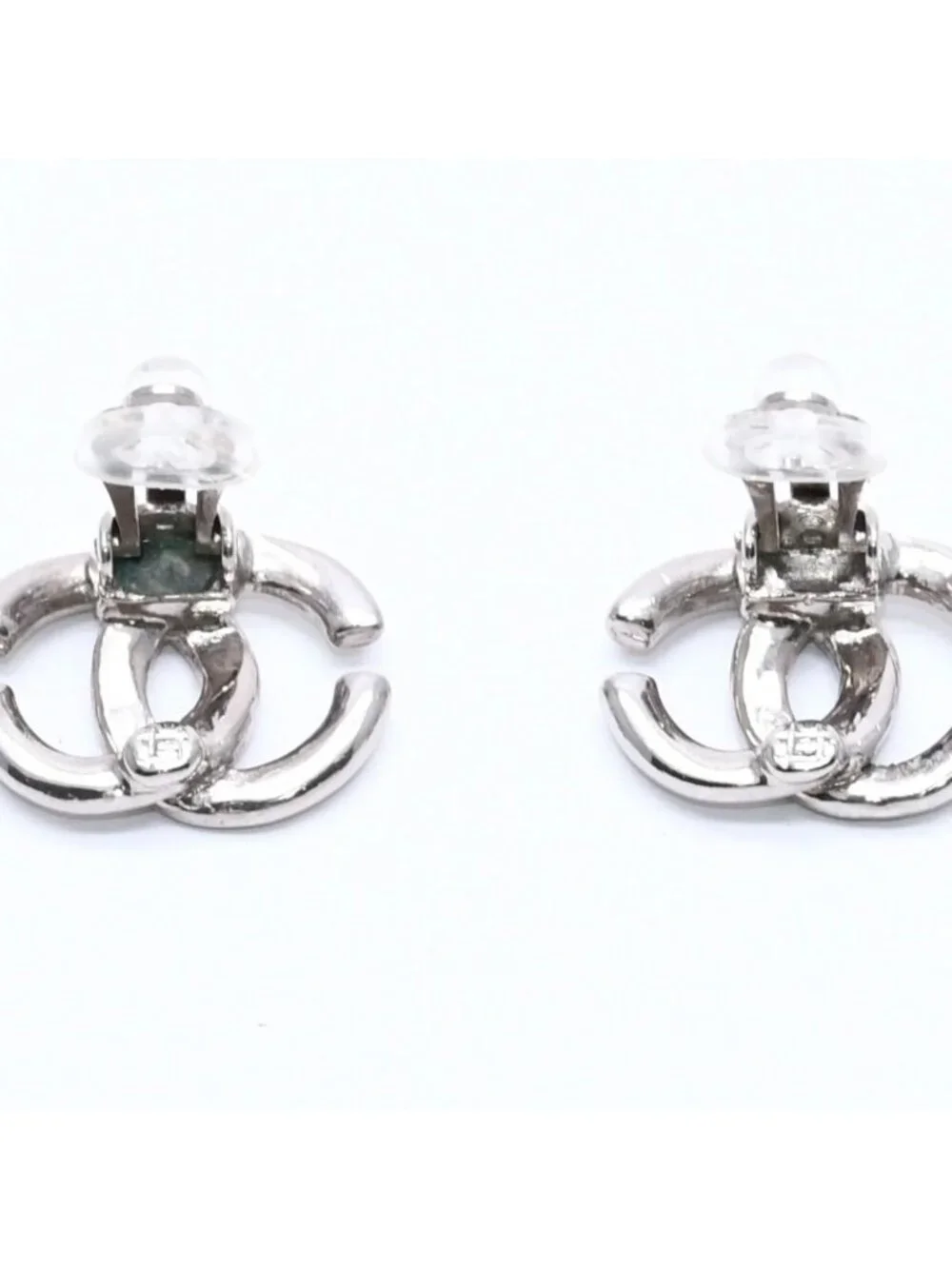 Chanel Earrings CC Logo 01 Silver Metal